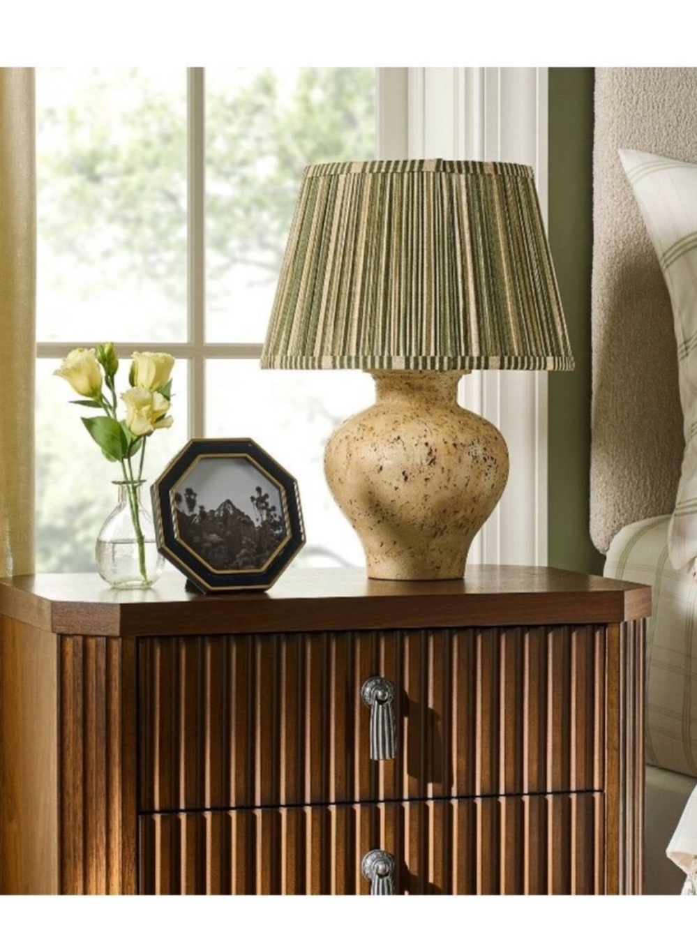 Gray Lamp Base w
Printed Shade Green-Threshold designed with Studio McGee
